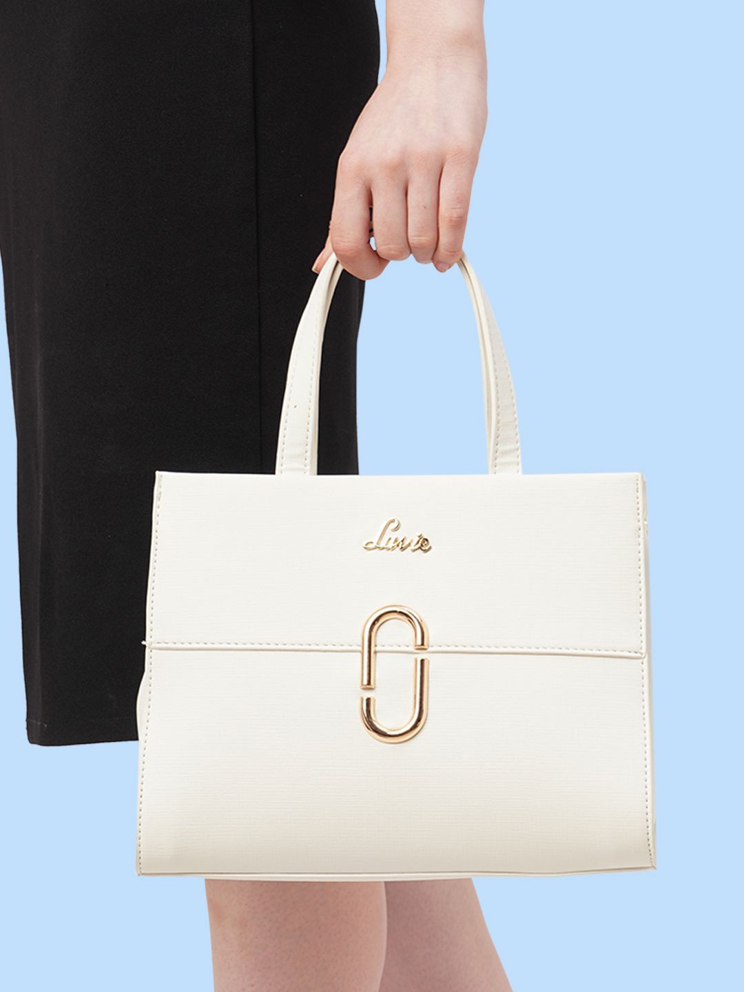 

Lavie Gehry White Solid Structured Handheld Bag