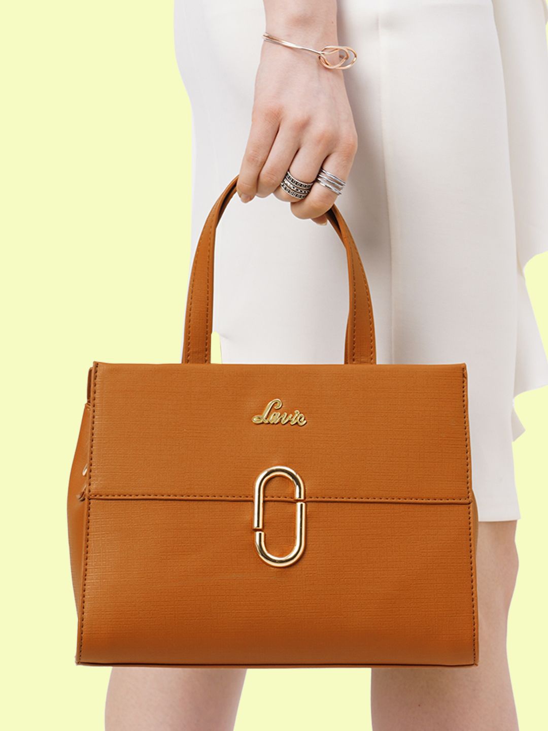 

Lavie Gehry Women Brown Solid Structured Handheld Bag