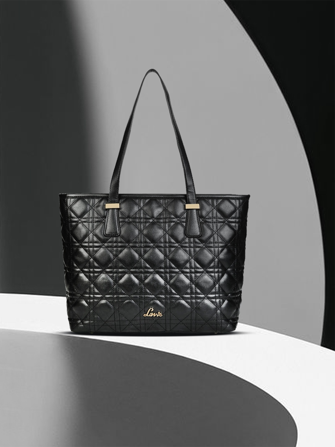 

Lavie Dio Sherry Black Textured Shoulder Bag with Quilted Detail