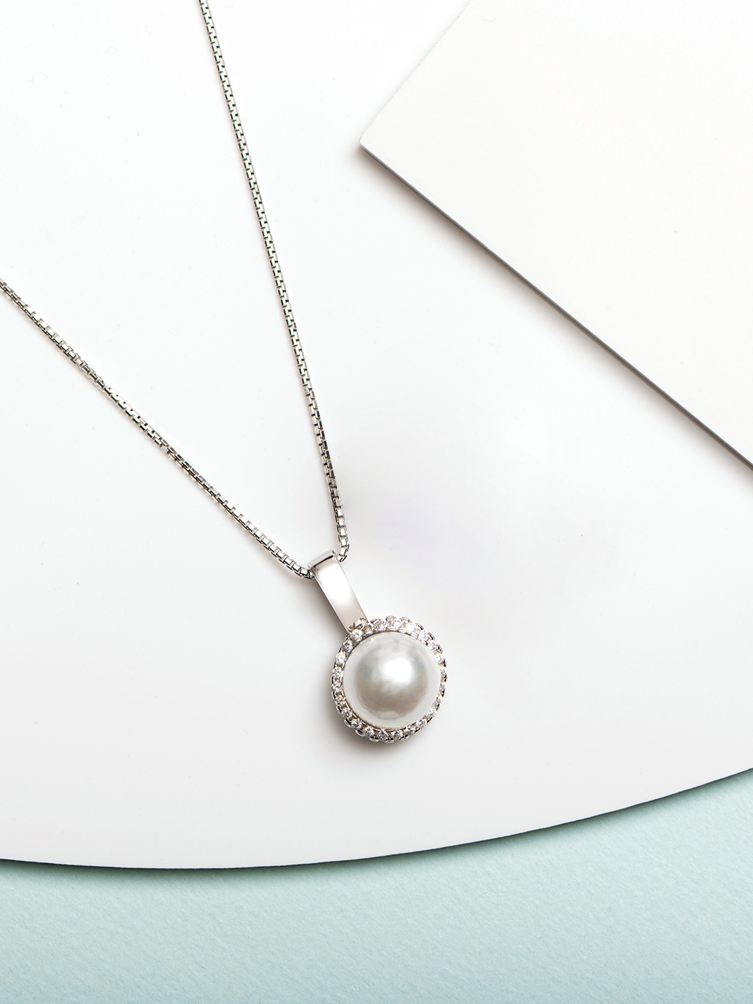 

Zavya Silver-Toned Sterling Silver Rhodium-Plated Pearl Pendant