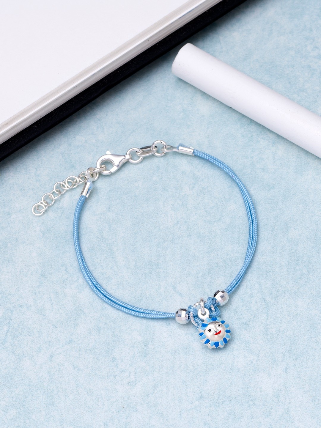 

Zavya Women Blue 925 Sterling Silver-Plated Beaded Multistrand Bracelet