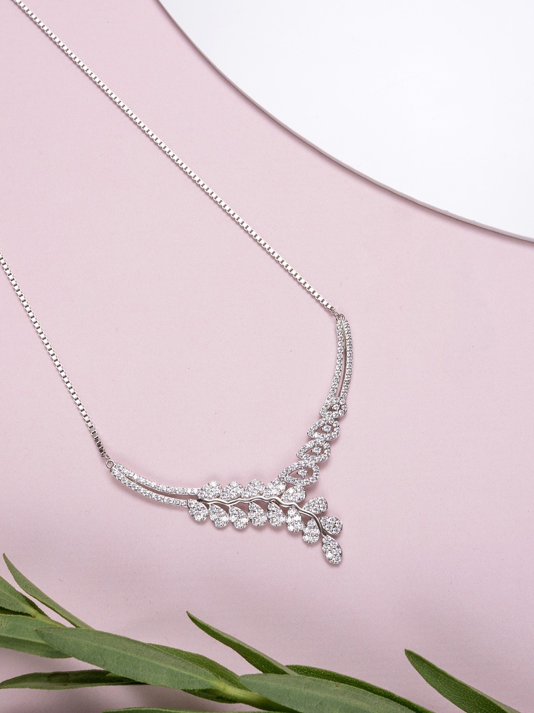 

Zavya Silver-Toned Sterling Silver Rhodium-Plated Necklace