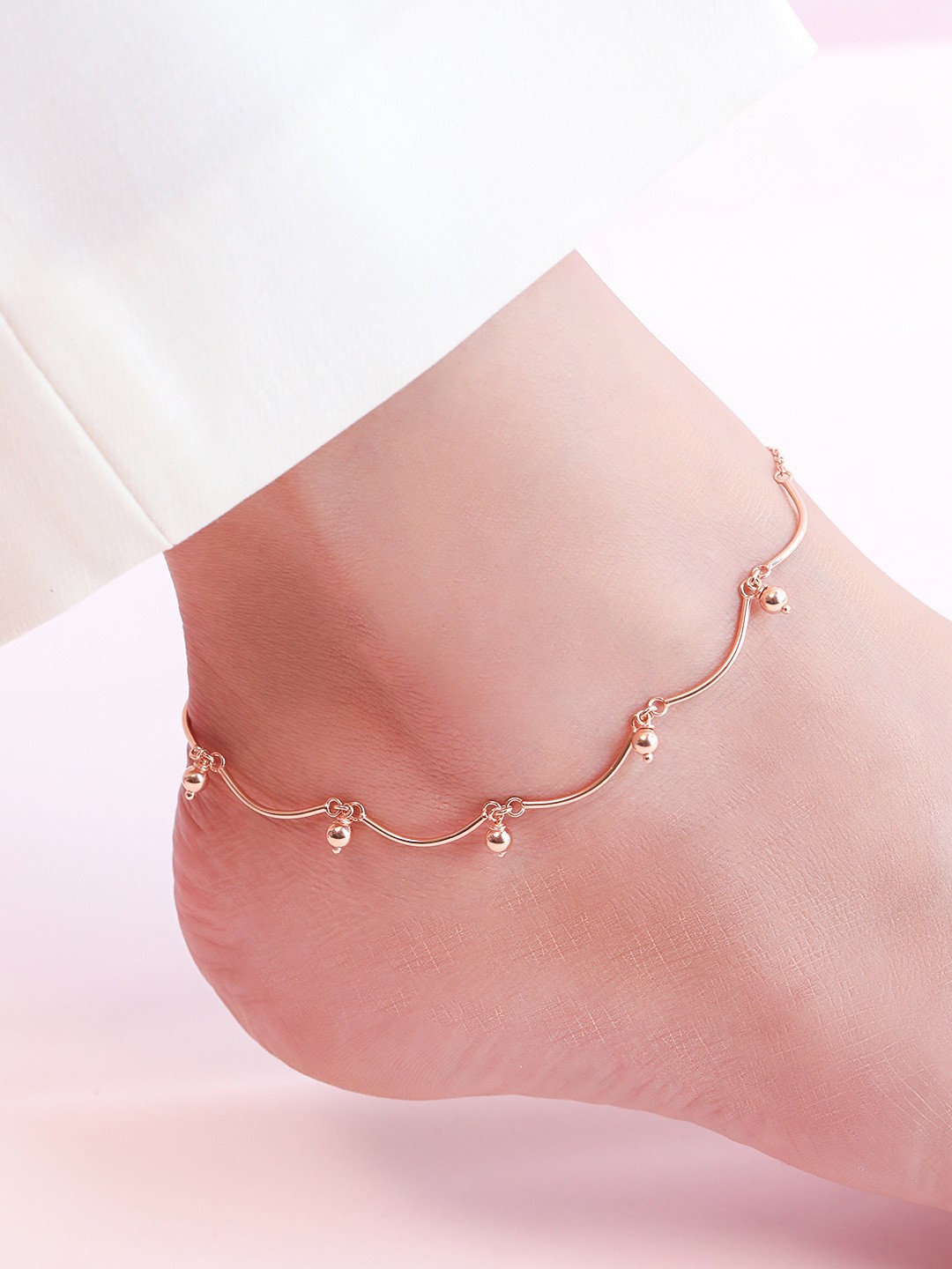 

Zavya 925 Sterling Silver Rose Gold Plated Anklet