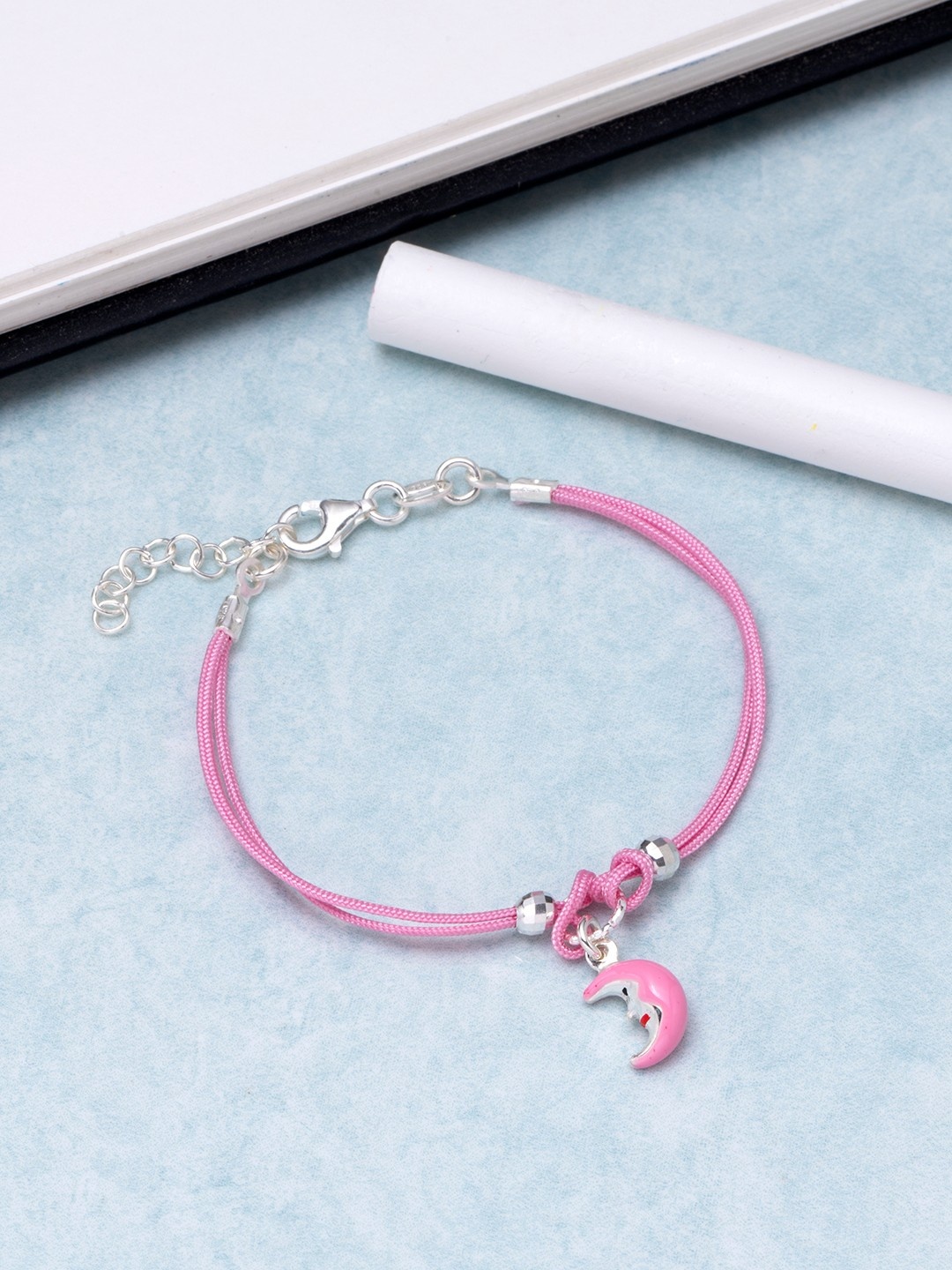 

Zavya Pink 925 Sterling Silver Silver-Plated Beaded Multistrand Bracelet