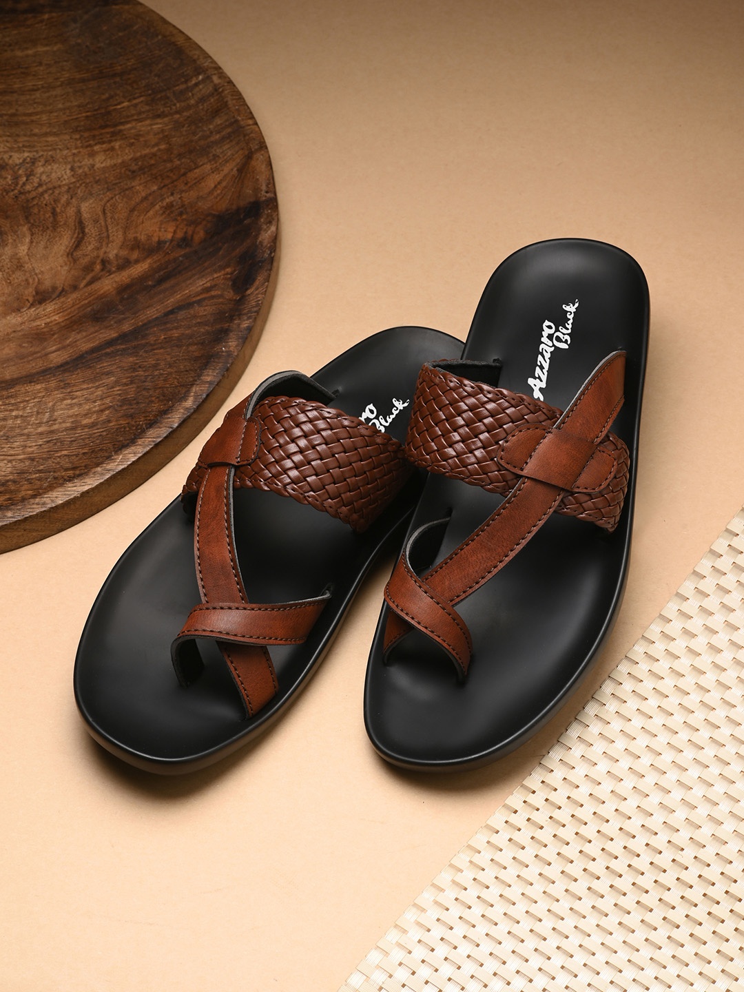 

Azzaro Black Men Brown Comfort Sandals