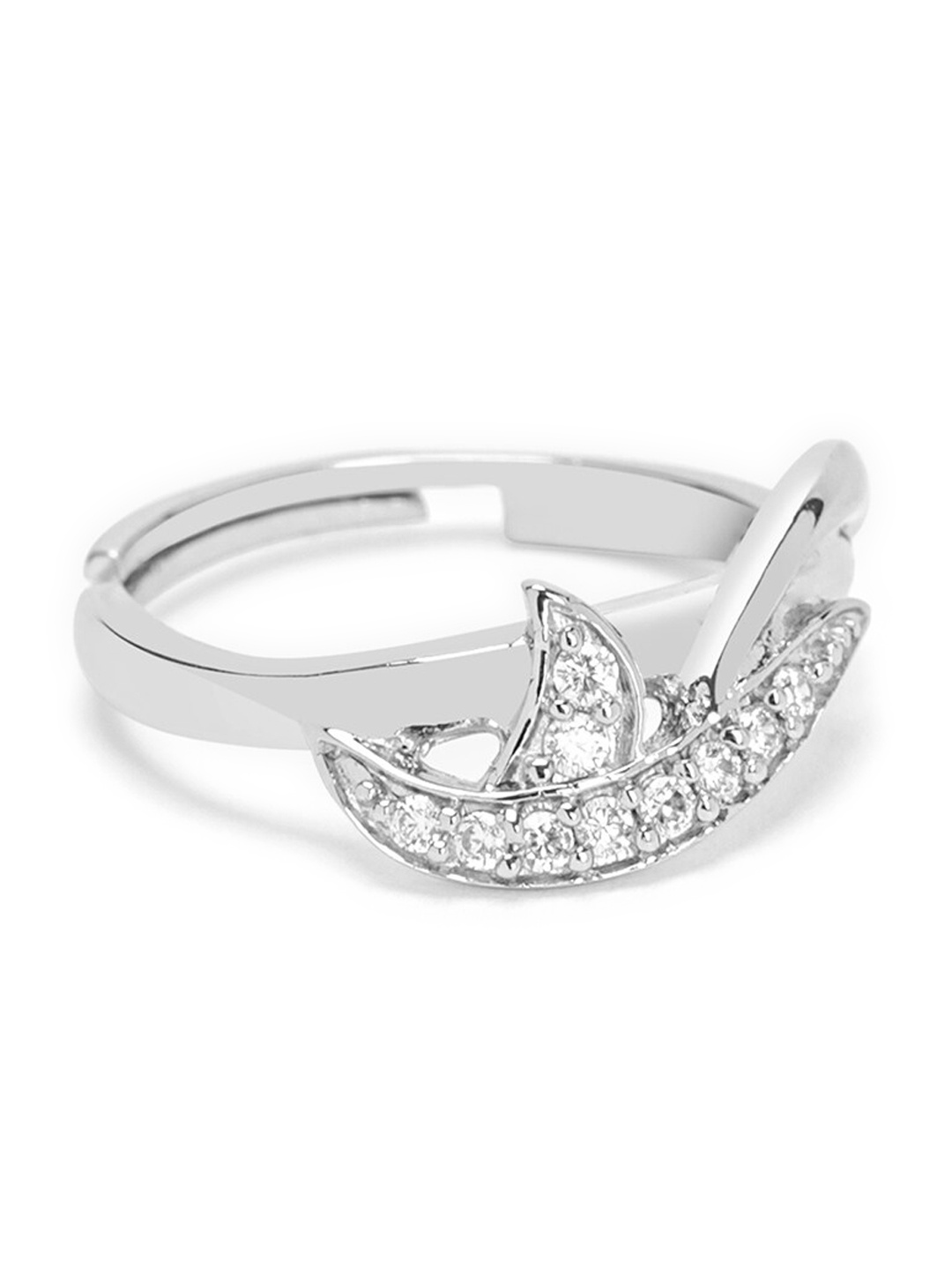 

March by FableStreet 925 Sterling Silver Rhodium-Plated Zircon Adjustable Ring