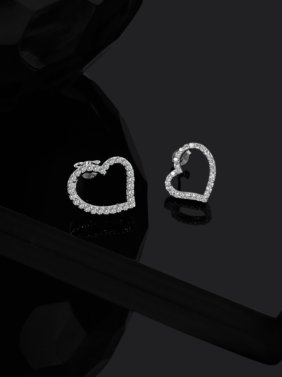 

March by FableStreet 925 Sterling Silver Rhodium-Plated Zircon Classic Studs Earrings