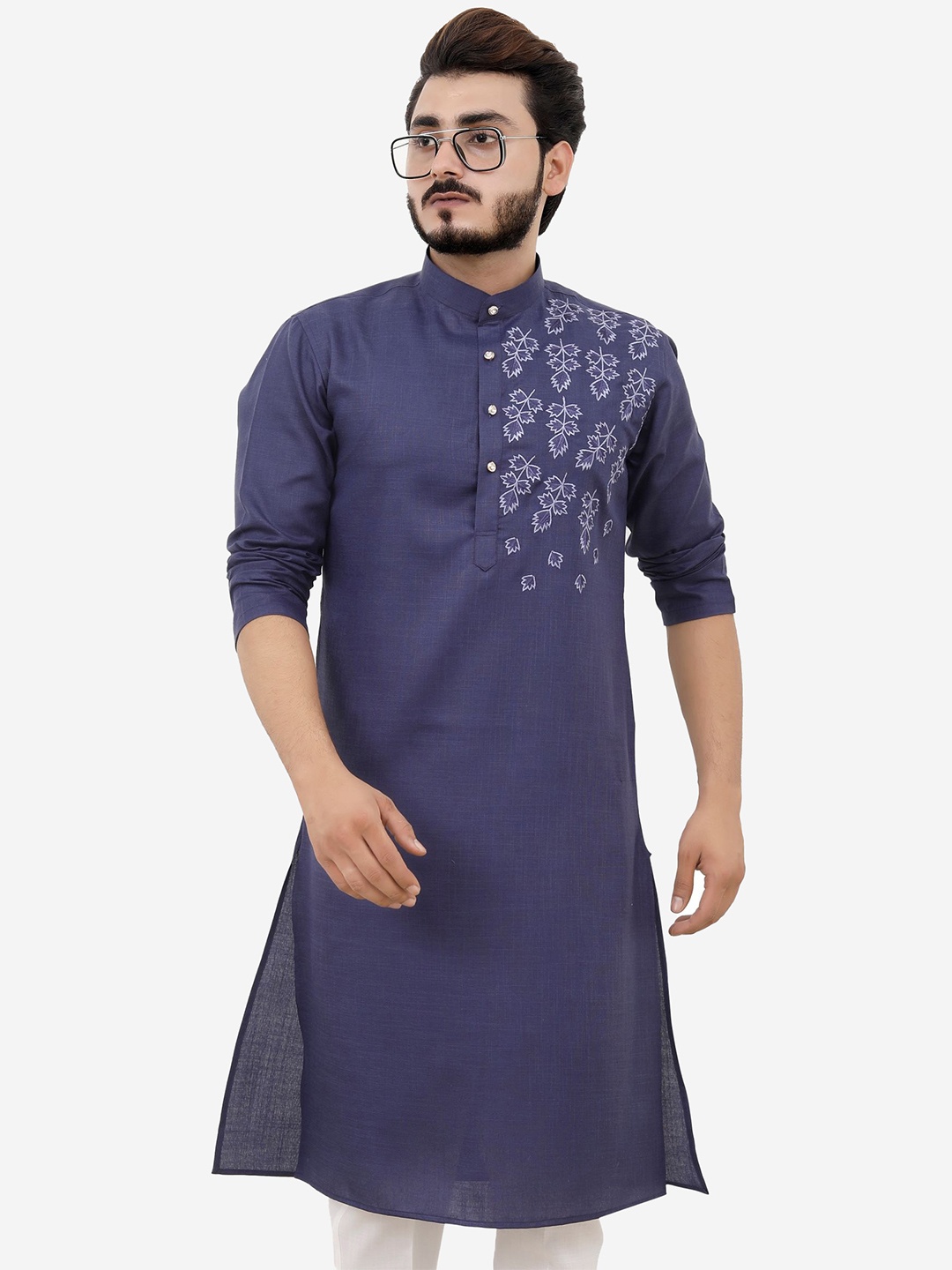 

Tibra Collection Men Navy Blue Printed Kurta