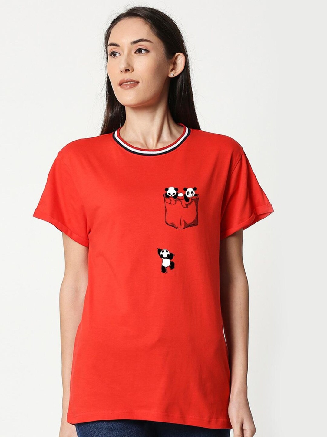 

Bewakoof Women's Orange Pure Cotton Loose T-shirt