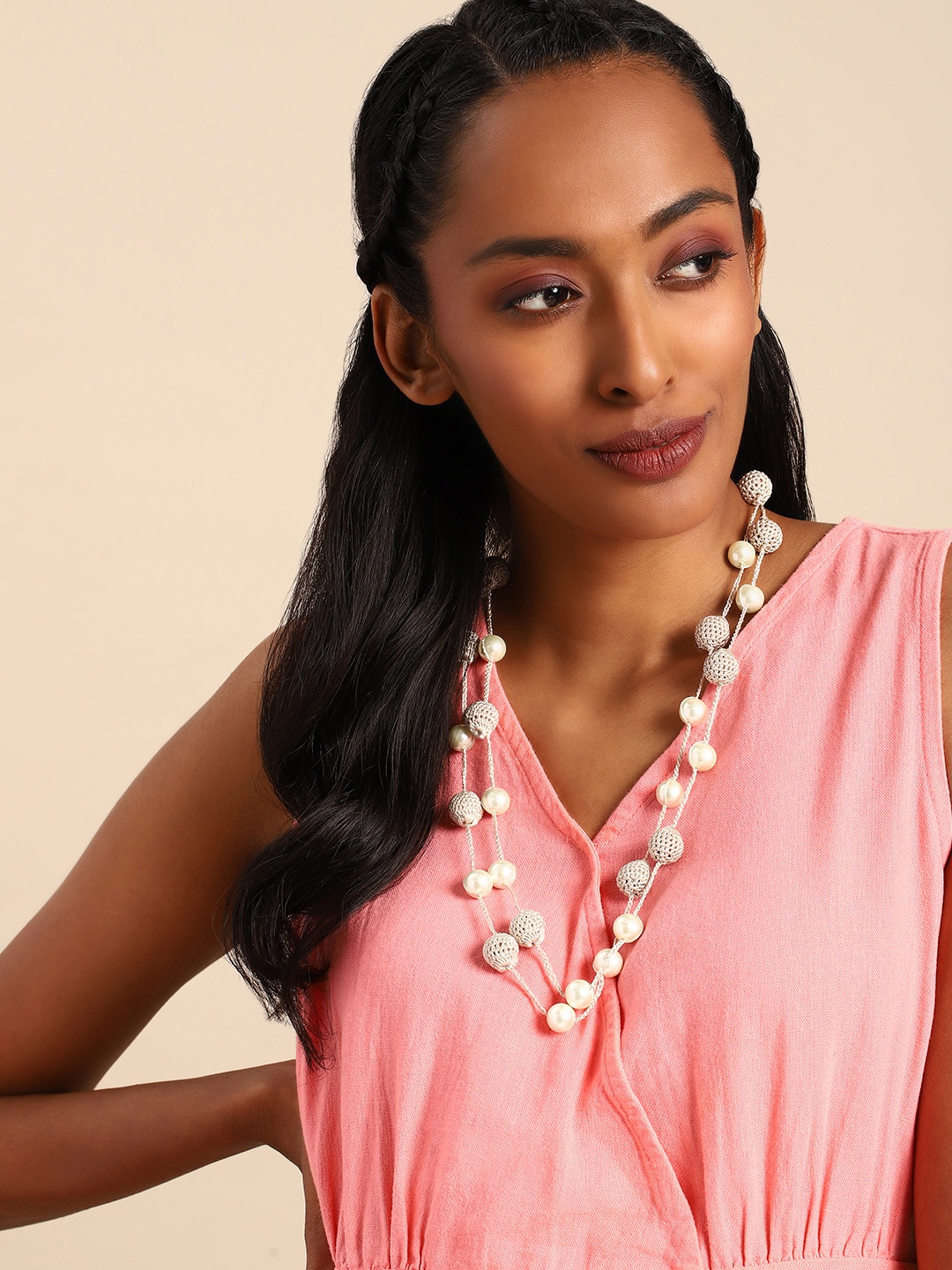 

Taavi Pearls Studded Layered Necklace, Off white