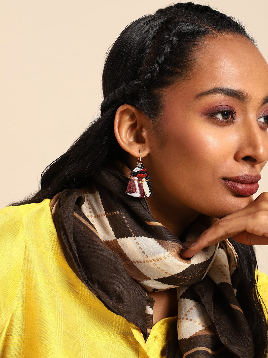

Taavi Triangular Drop Earrings, Brown