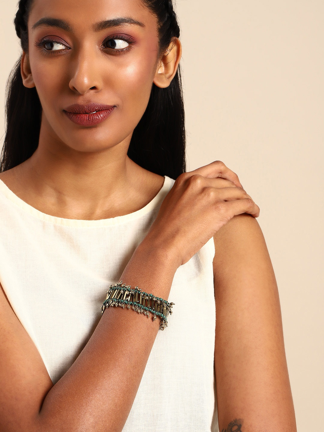 

Taavi Women Embellished Handcrafted Bracelet, Gold