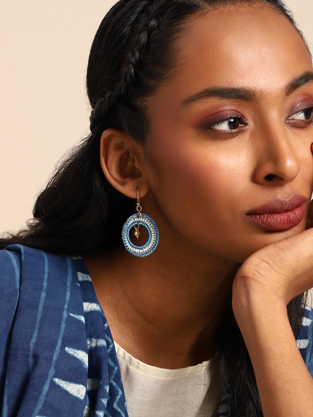 

Taavi Circular Drop Earrings, Blue