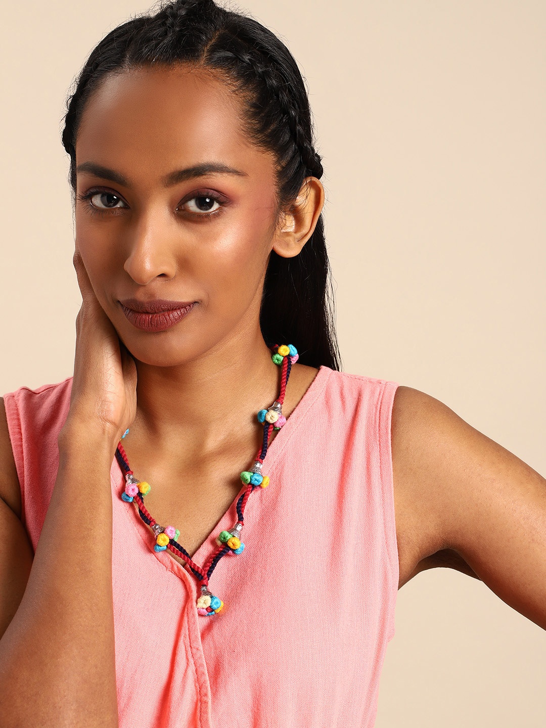 

Taavi Women Minimal Pom-Pom Necklace, Navy blue