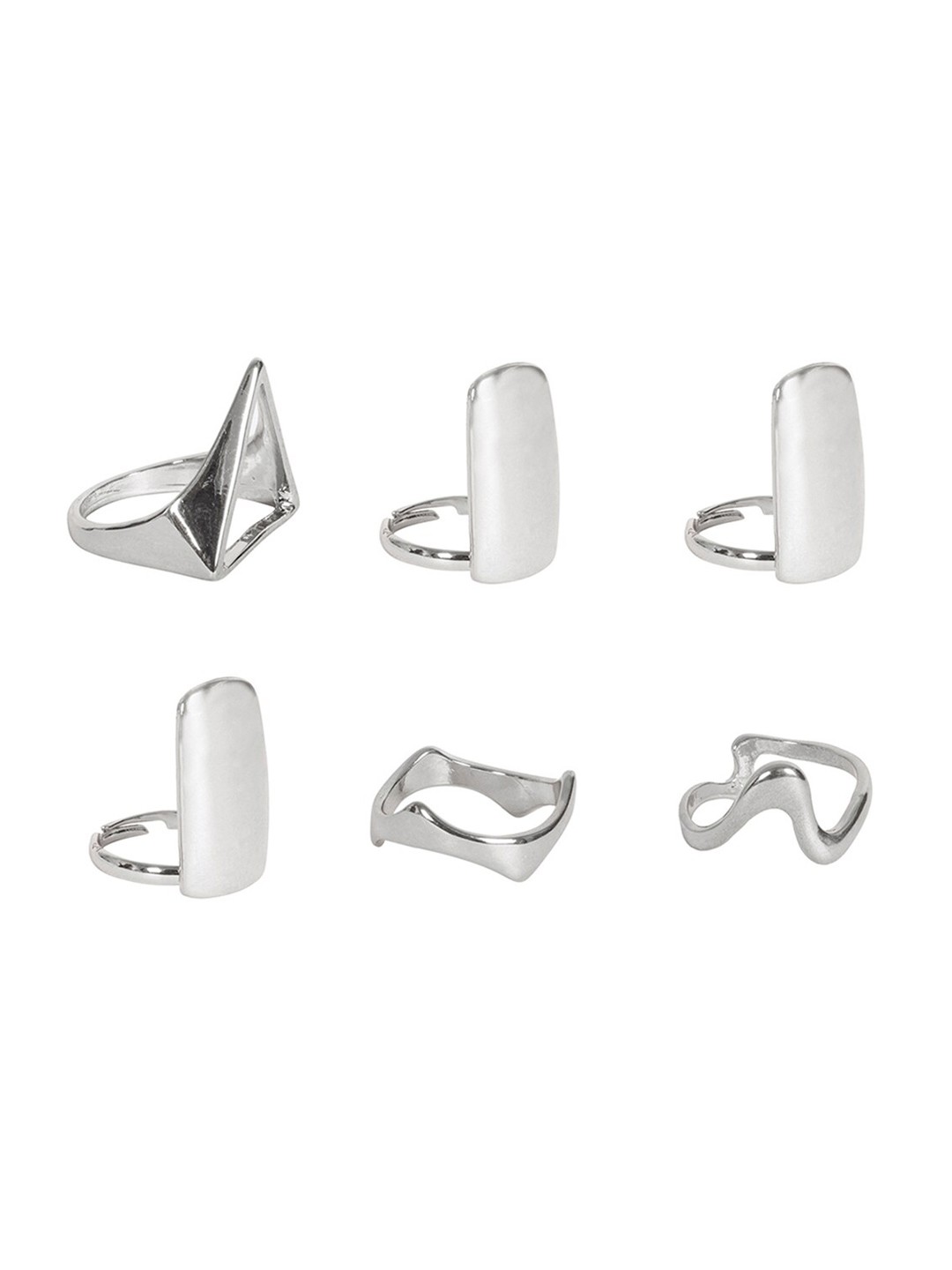

Ayesha Set Of 7 Silver-Plated Funky-Charm Finger Ring