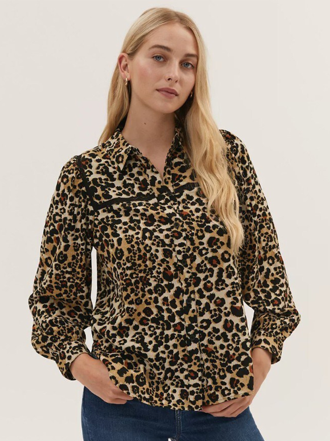

Marks & Spencer Women Brown Animal Printed Casual Shirt