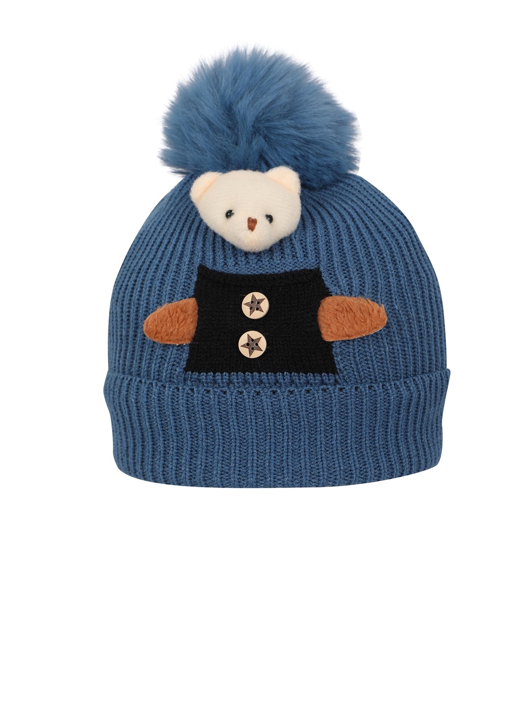 

FabSeasons Unisex Kids Blue & Black Beanie