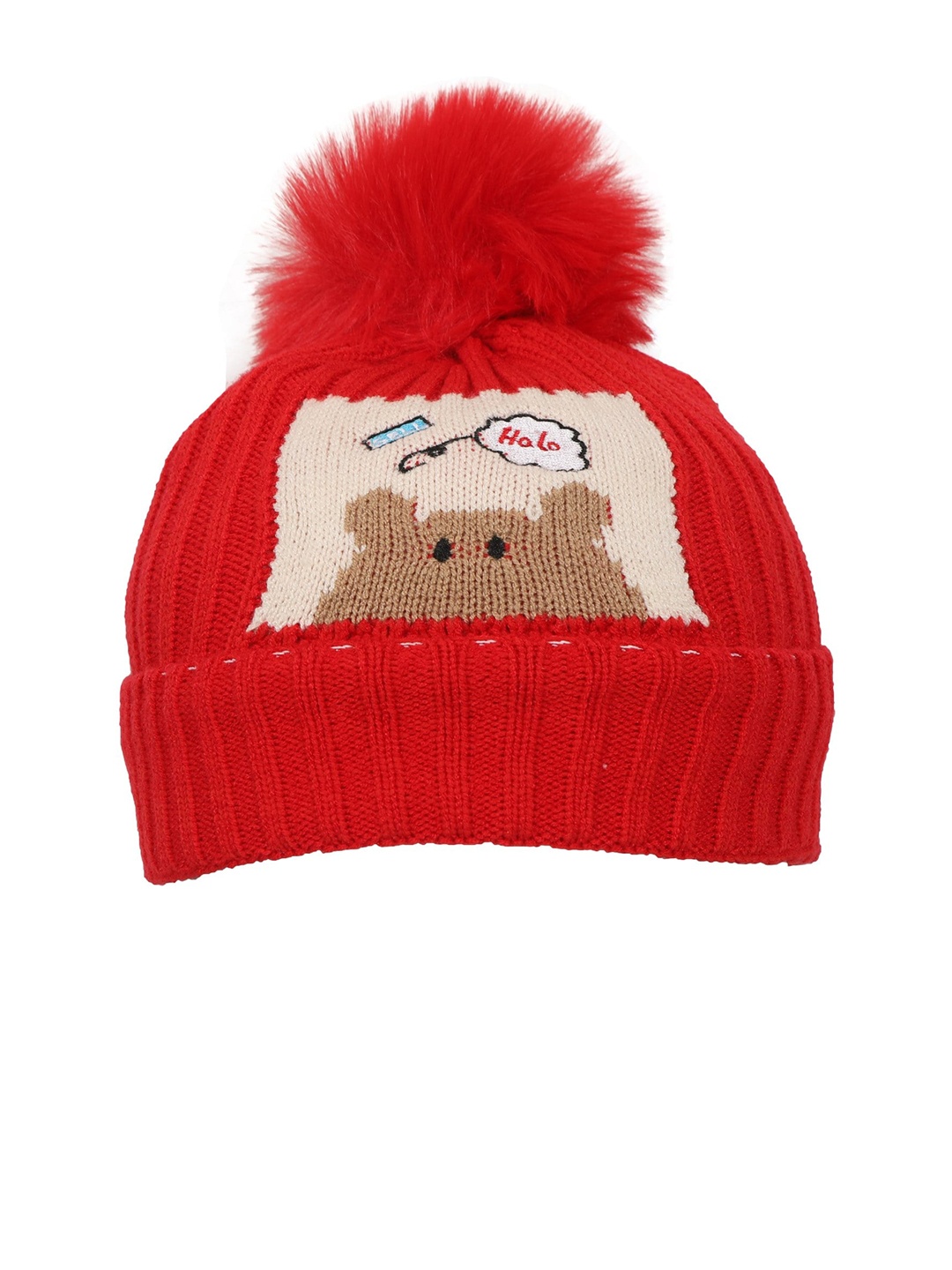 

FabSeasons Unisex Kids Red & White Beanie