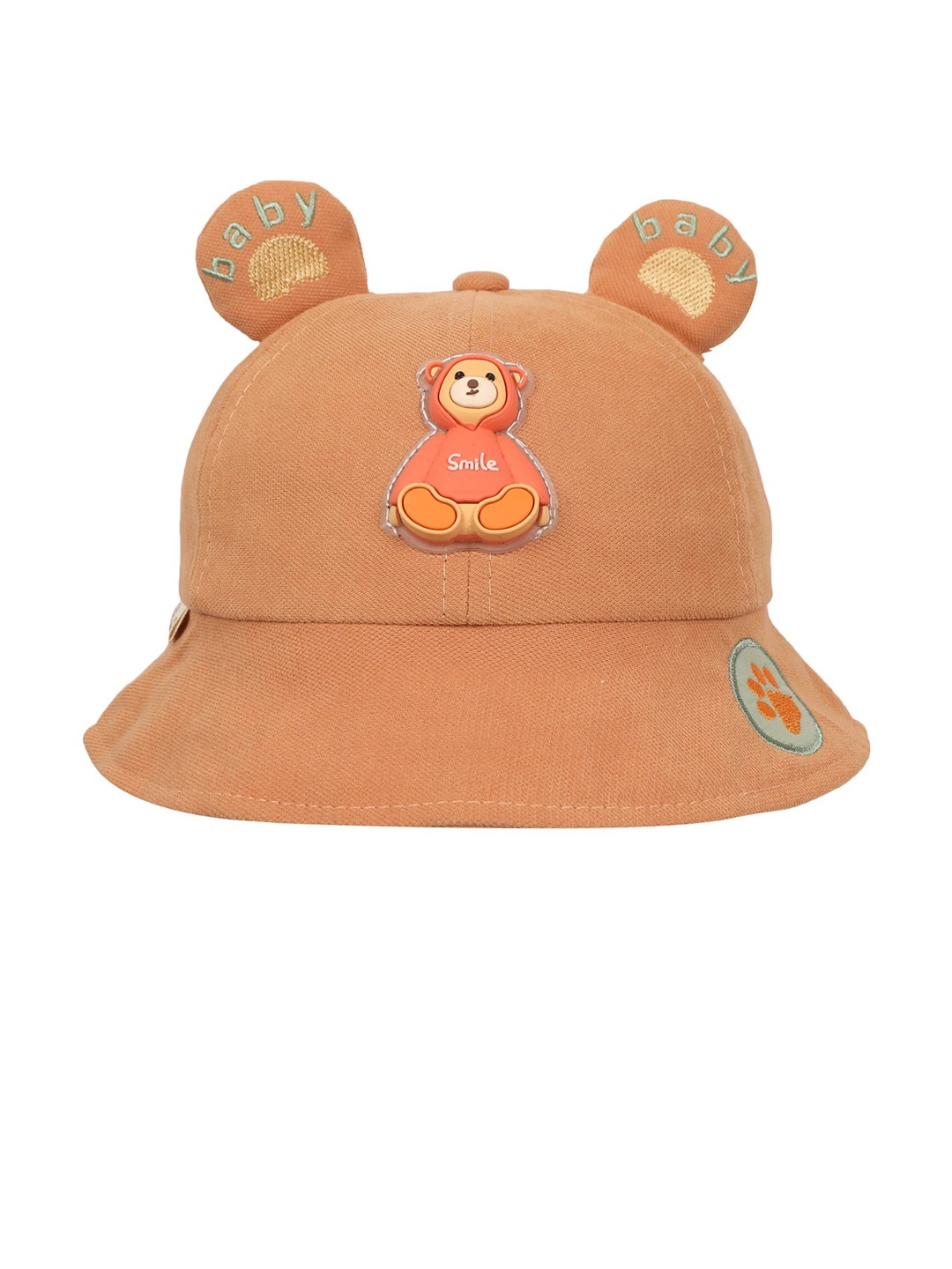 

FabSeasons Unisex Kids Orange & Green Embroidered Visor Cap