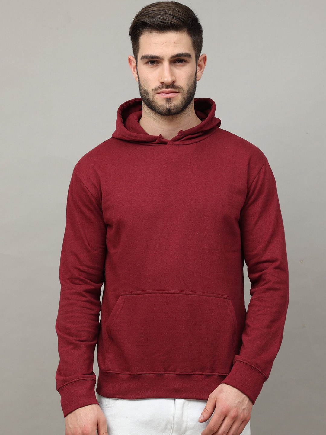 

Jolie robe Women Maroon Solid Pure Cotton Sweatshirt