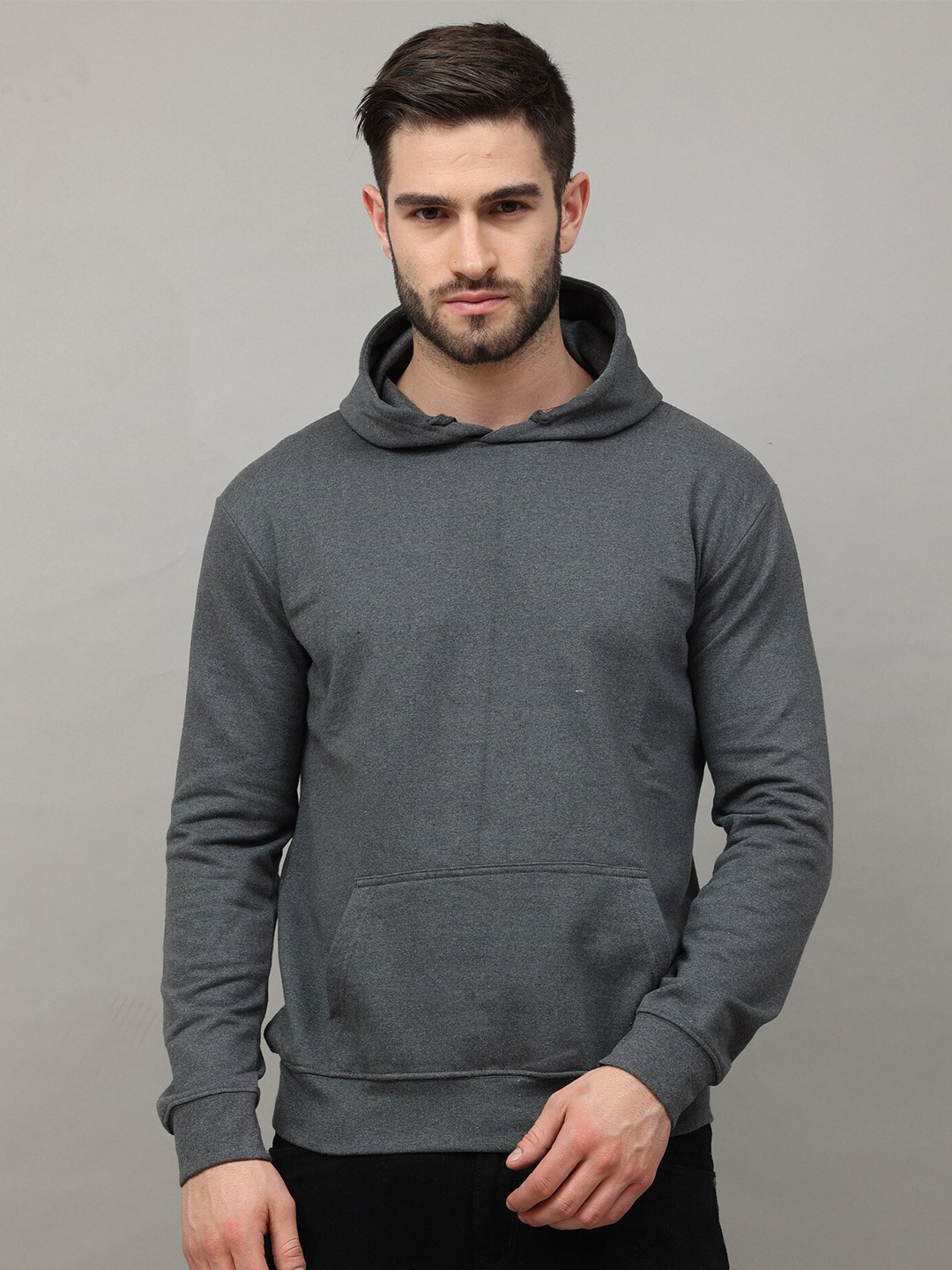 

Jolie robe Men Grey Hooded Sweatshirt