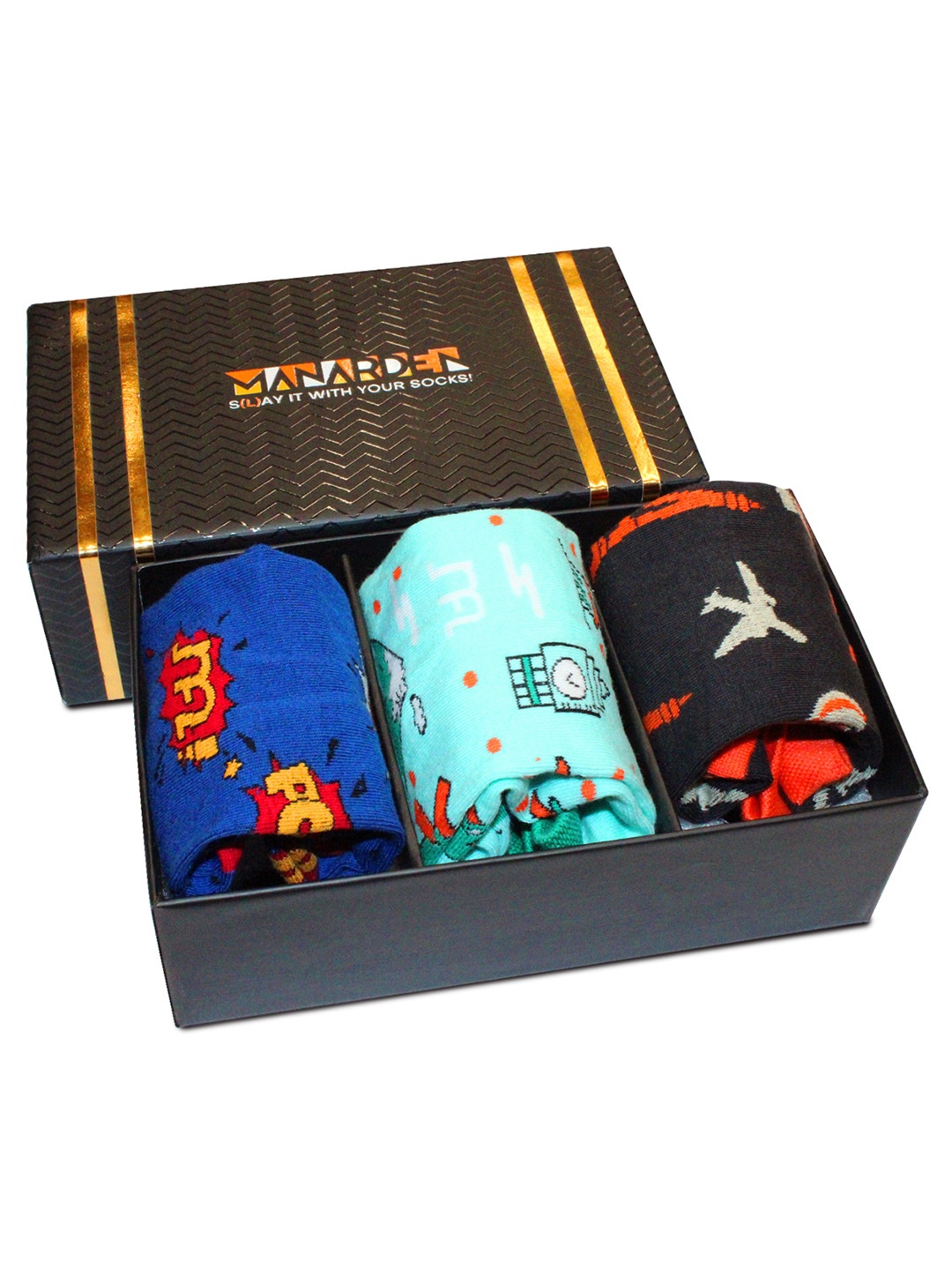 

Man Arden The Play Polka Designer Edition Men Set of 3 Patterned Ankle Length Cotton Socks, Blue