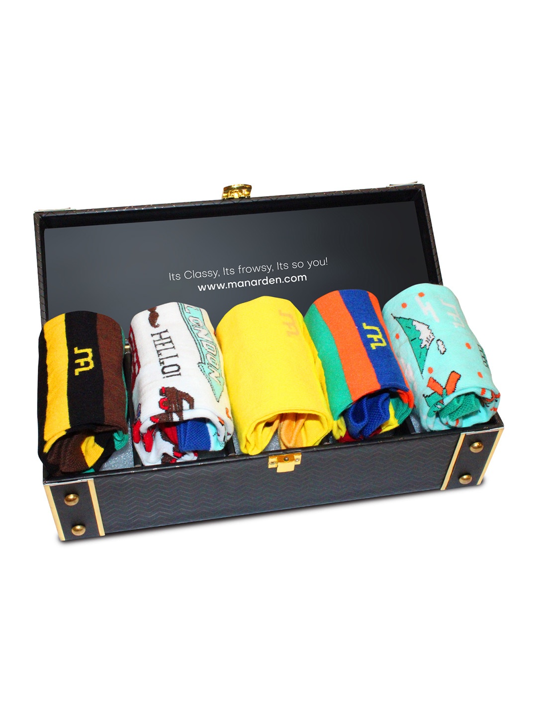 

Man Arden Men Pack Of 5 Patterned Cotton Ankle-Length Socks, Yellow
