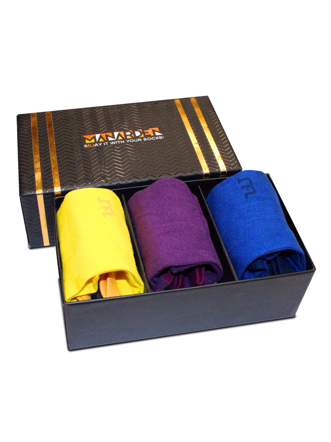 

Man Arden Men Pack Of 3 Solid Cotton Ankle-Length Socks, Yellow