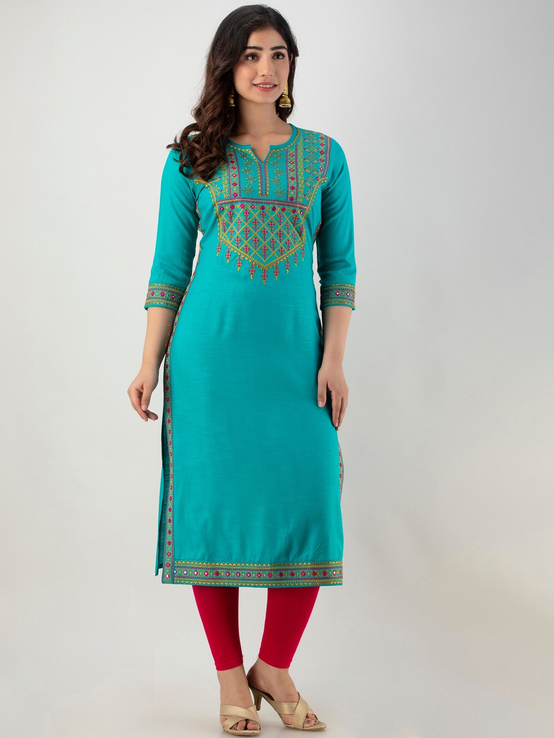 

FASHION DEPTH Women Blue Embroidered Kurta