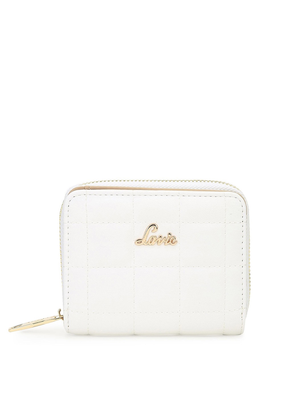 

Lavie Women White & Gold-Toned Textured Zip Around Wallet