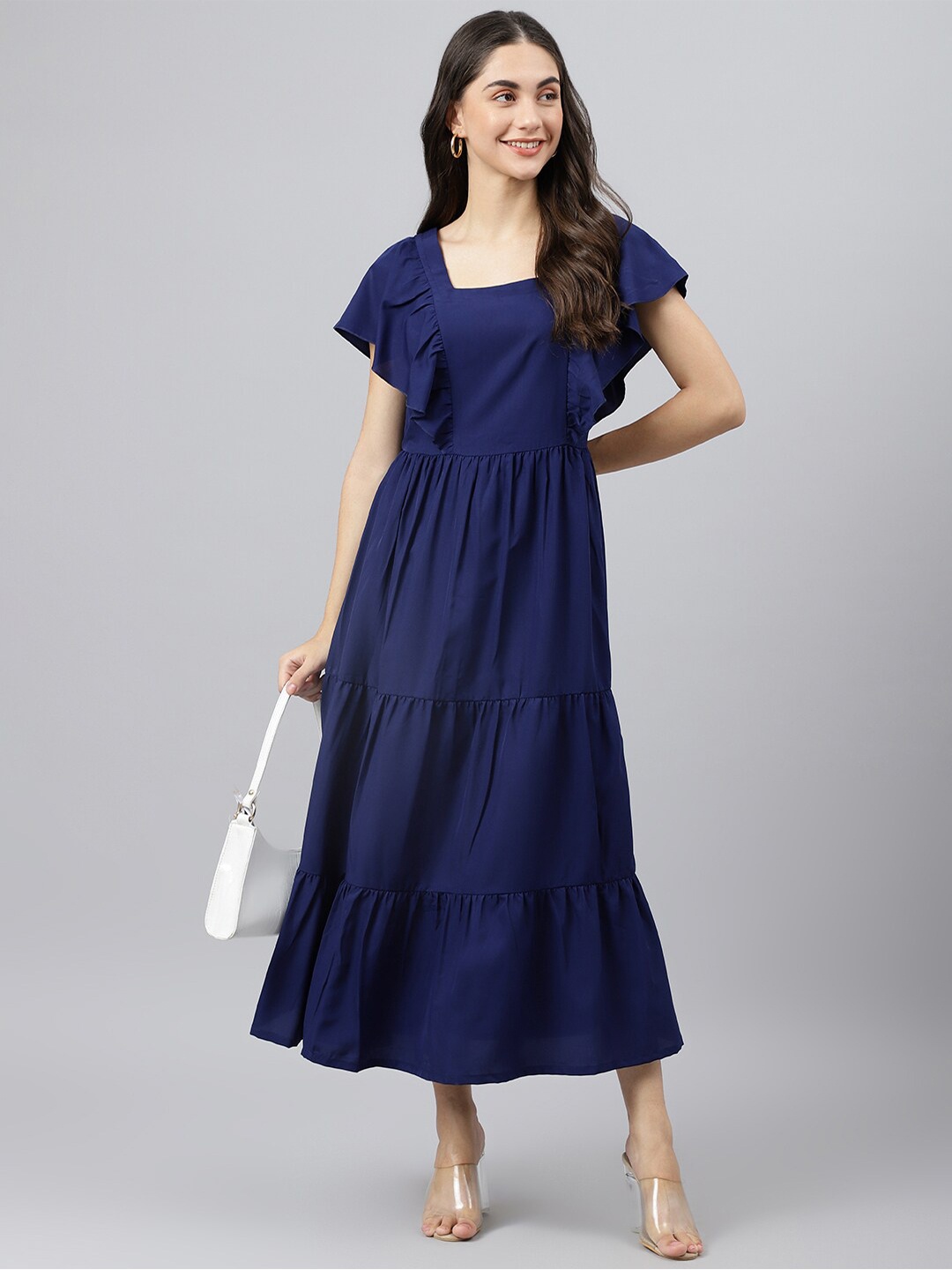 

DEEBACO Navy Blue Maxi Tiered Dress