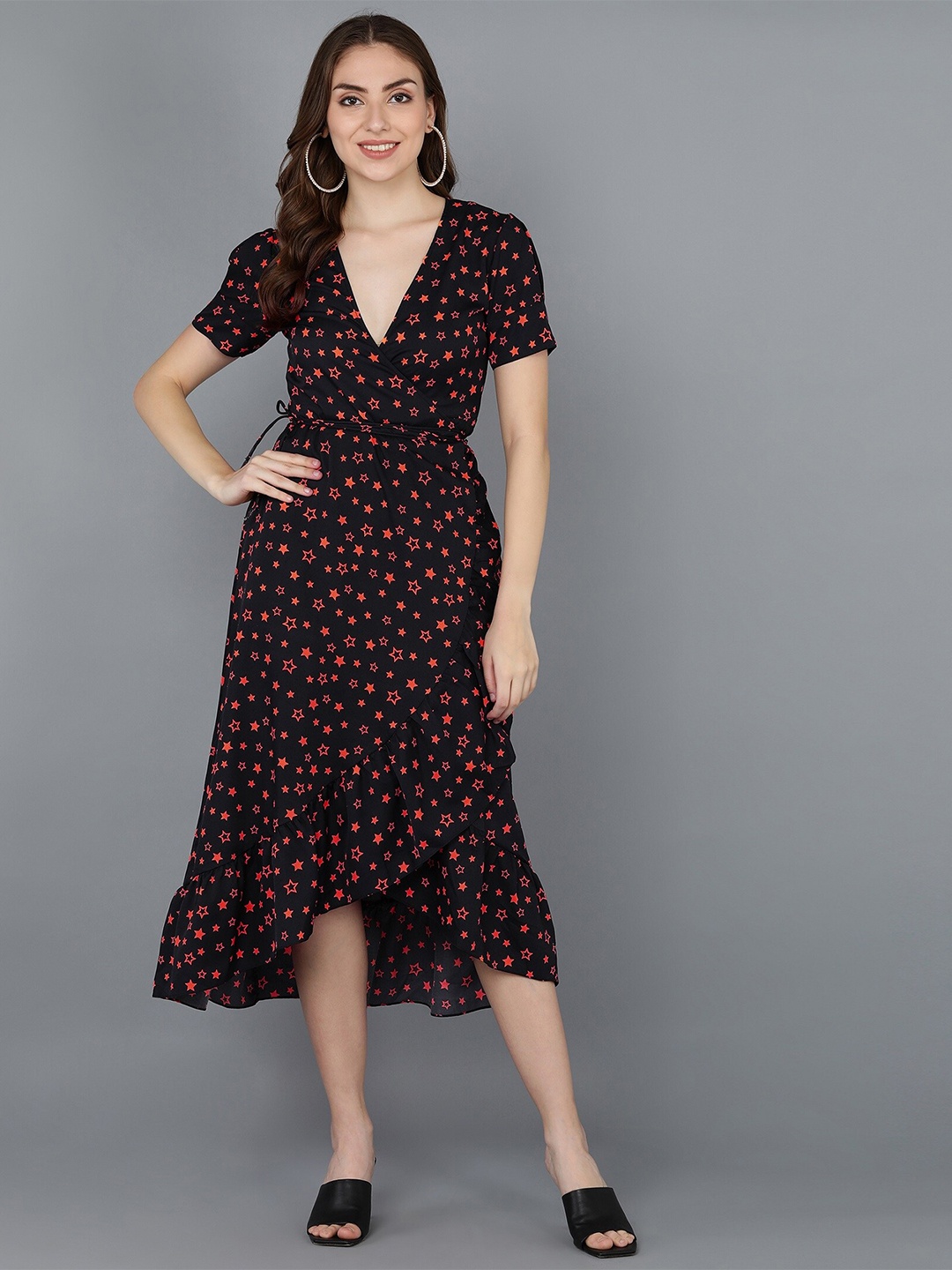 

ZNX Clothing Black Floral Midi Dress
