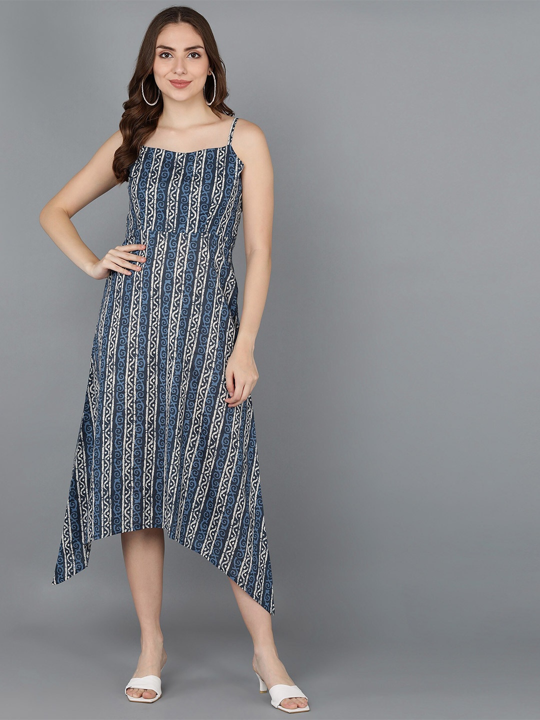 

ZNX Clothing women's Blue A-Line Midi Dress