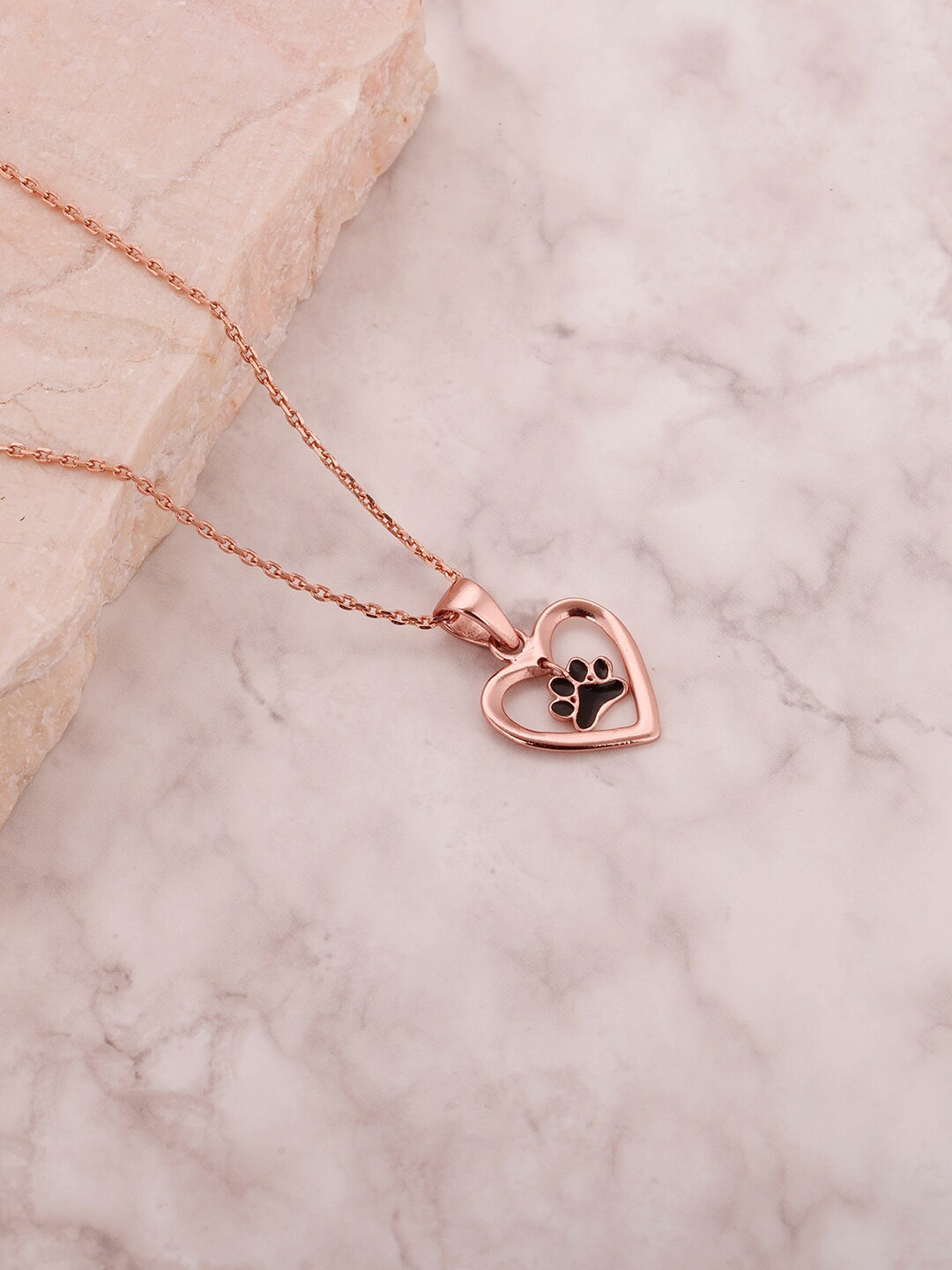 

GIVA 925 Sterling Silver Rose Gold- Plated Pendant With Link Chain