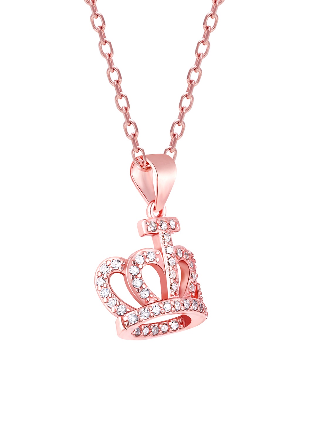 

GIVA Gold-Plated 925 Sterling Silver Cubic Zirconia Studded Pinnacle Pendant With Chain, Rose gold