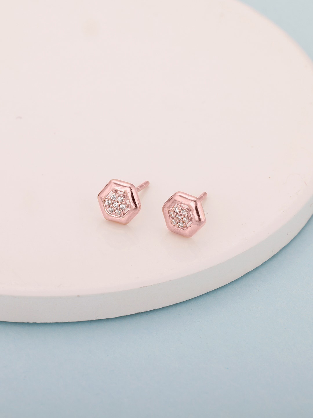 

GIVA Rose Gold Contemporary Studs Earrings