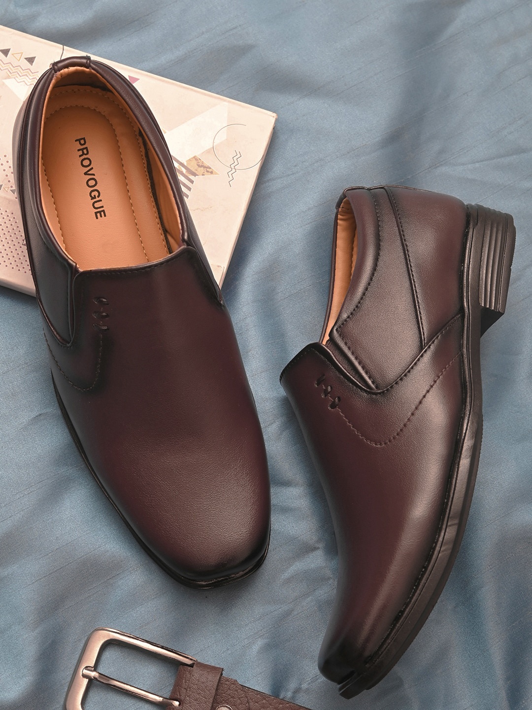 

Provogue Men Brown Solid Formal Slip-On Shoes