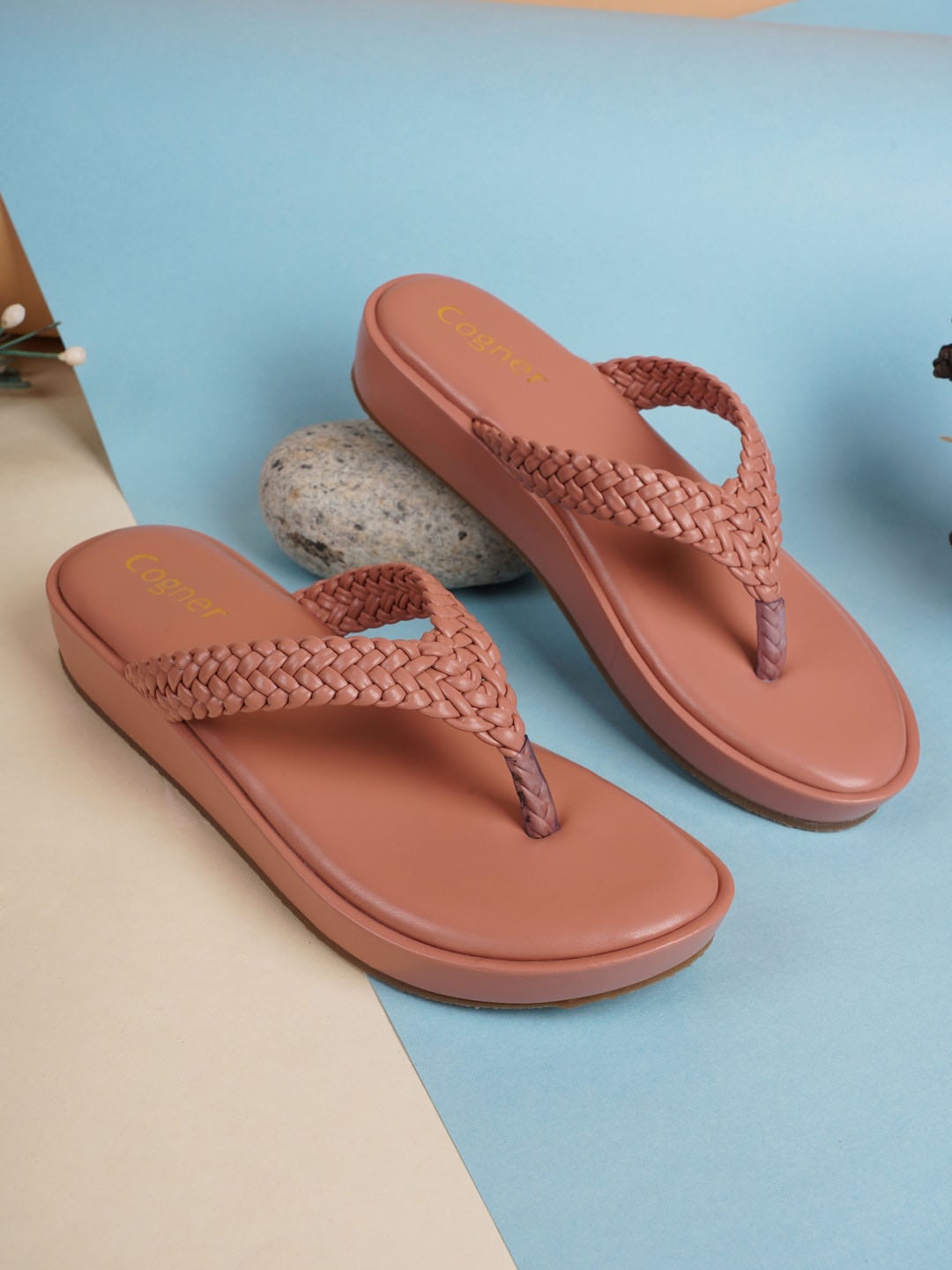 

Cogner Beige Embellished Wedge Sandals