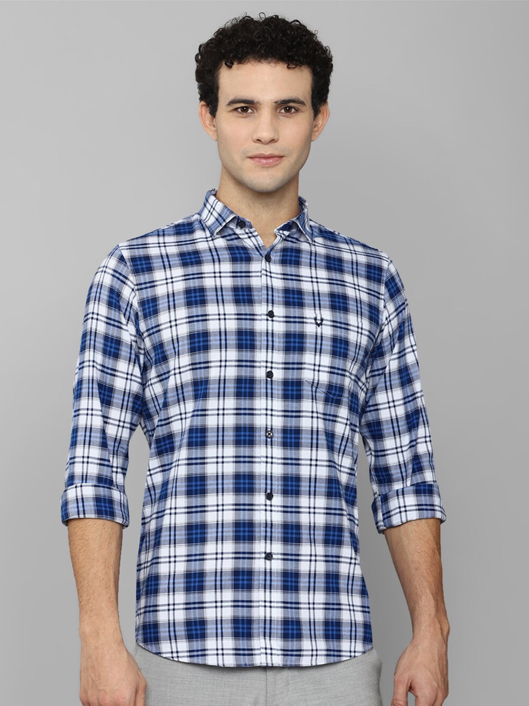 

Allen Solly Men Blue Slim Fit Tartan Checks Checked Casual Shirt