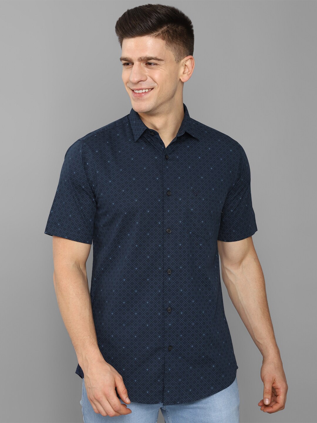 

Allen Solly Men Navy Blue Slim Fit Printed Casual Shirt
