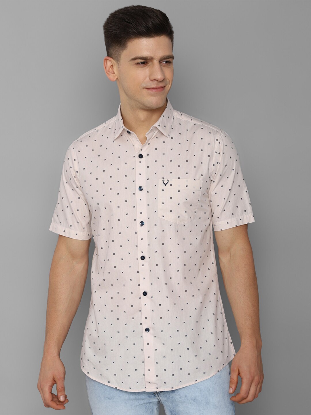 

Allen Solly Men Pink Slim Fit Micro Ditsy Printed Casual Shirt