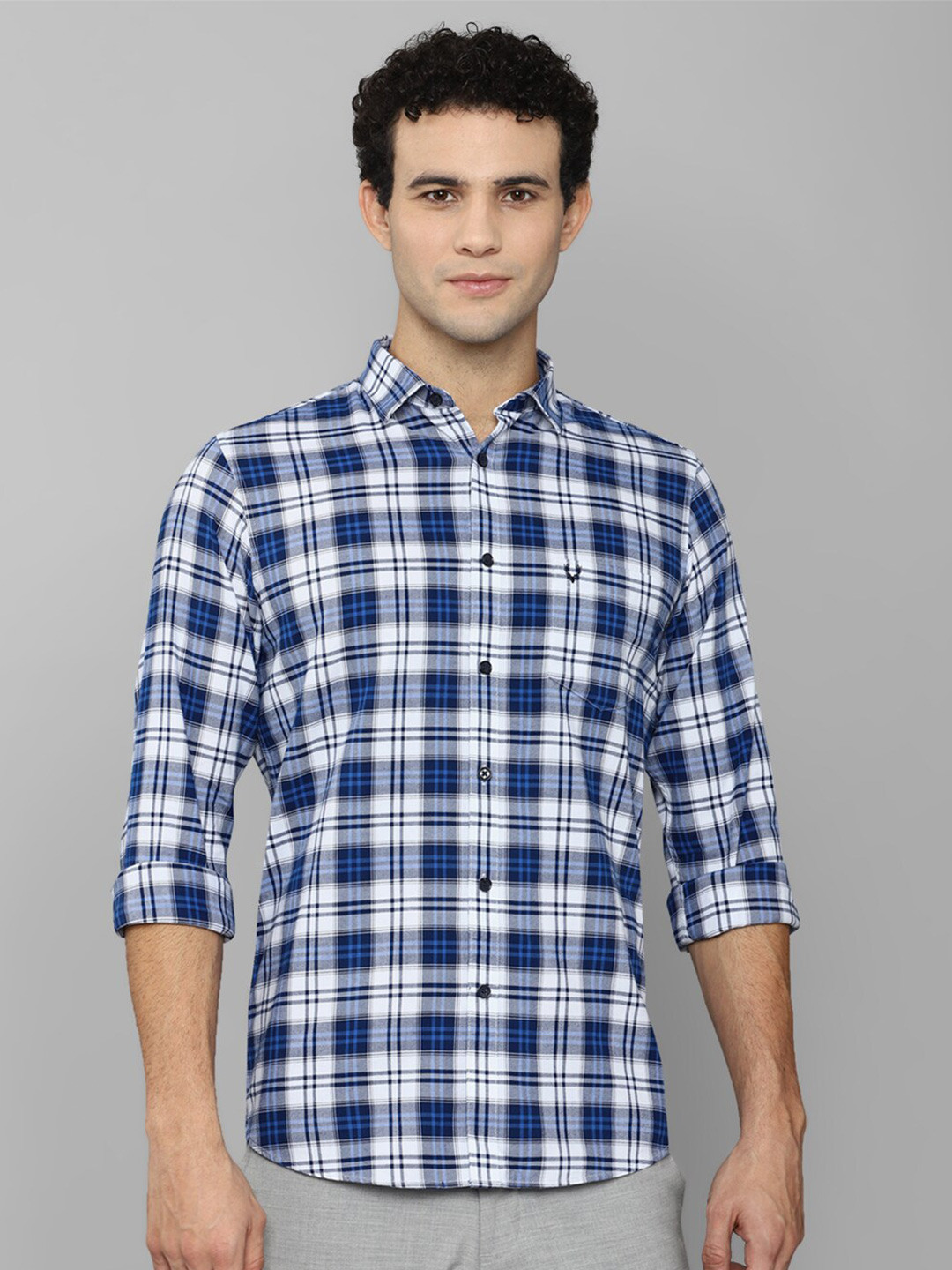 

Allen Solly Men Blue Slim Fit Tartan Checks Checked Casual Shirt