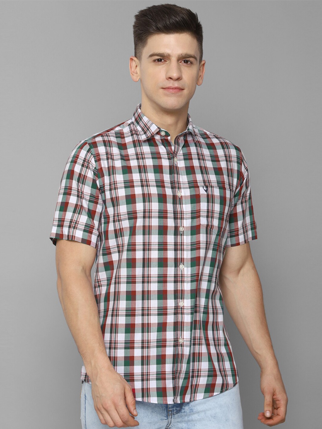 

Allen Solly Men Maroon Slim Fit Tartan Checks Checked Casual Shirt