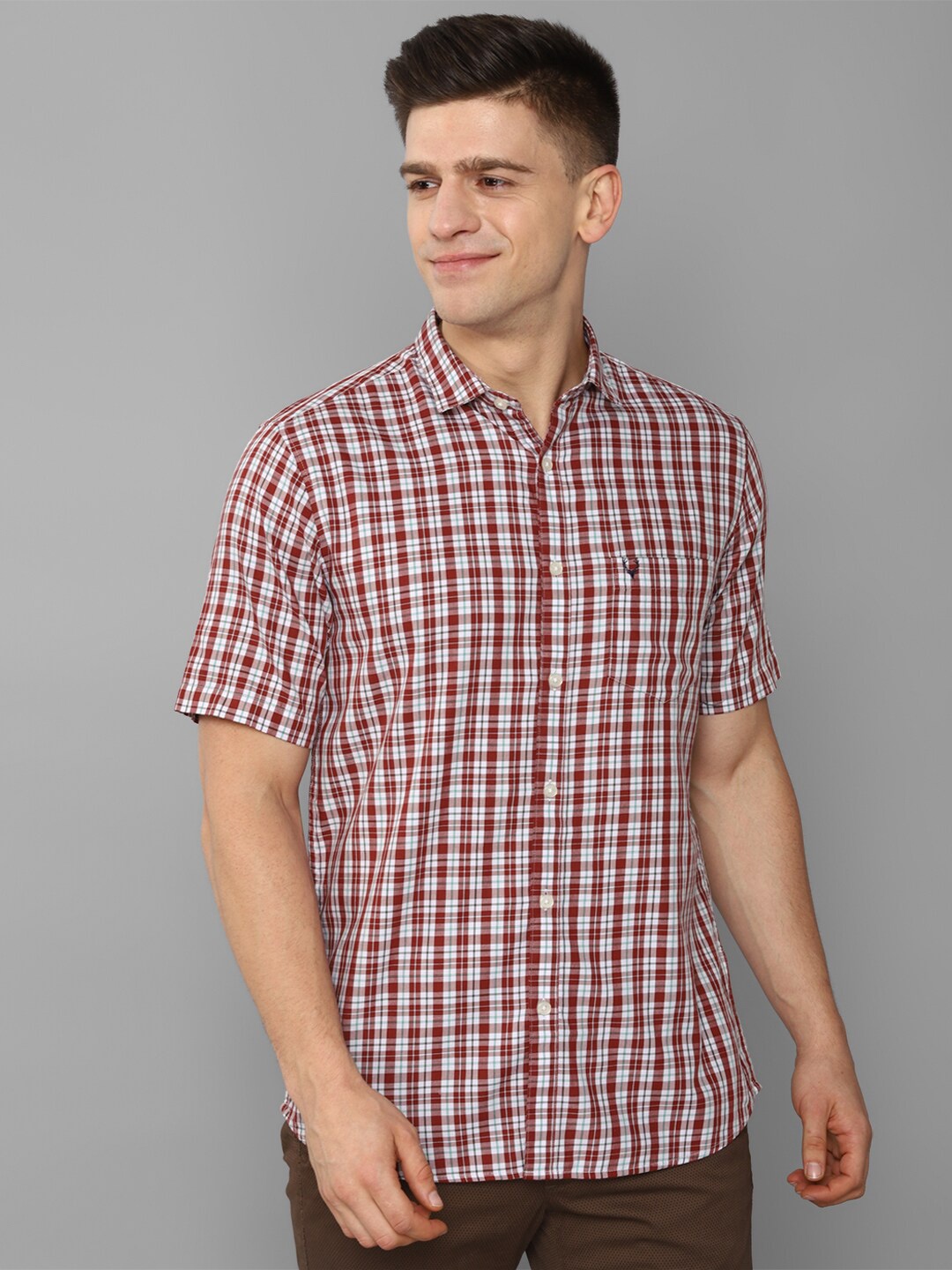 

Allen Solly Men's Maroon Slim Fit Checked Casual Shirt