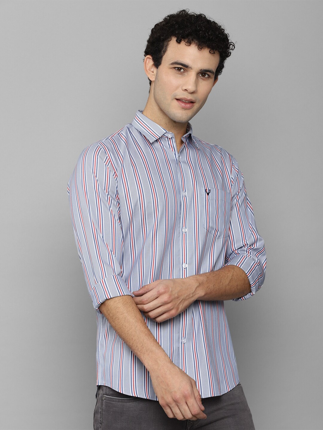

Allen Solly Men Blue Slim Fit Striped Casual Shirt