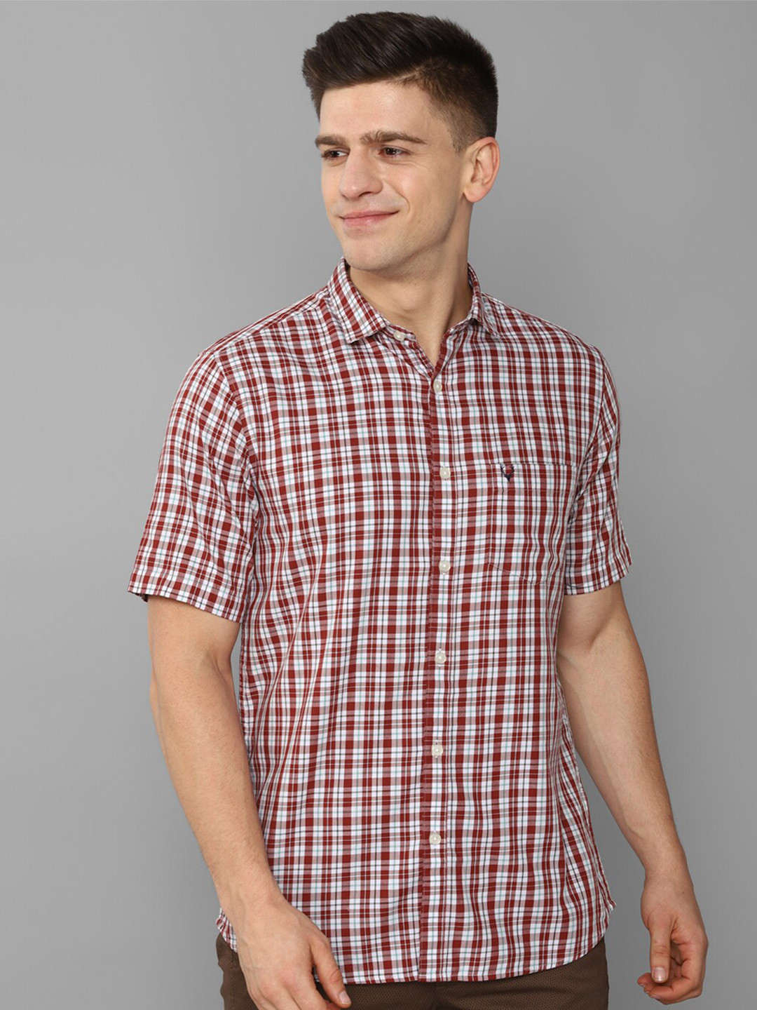 

Allen Solly Men Maroon Slim Fit Checked Casual Shirt