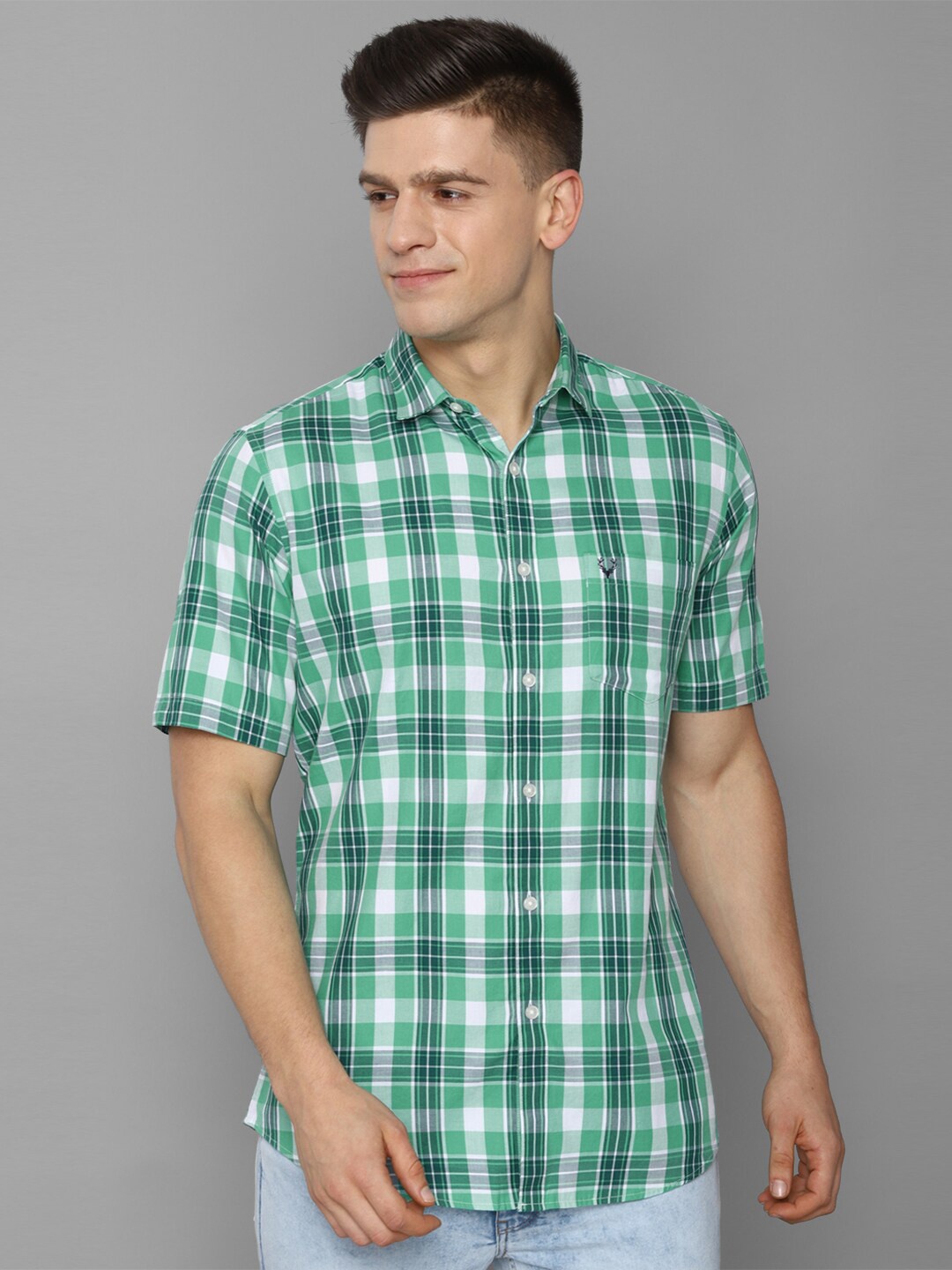 

Allen Solly Men Green Slim Fit Tartan Checks Casual Shirt