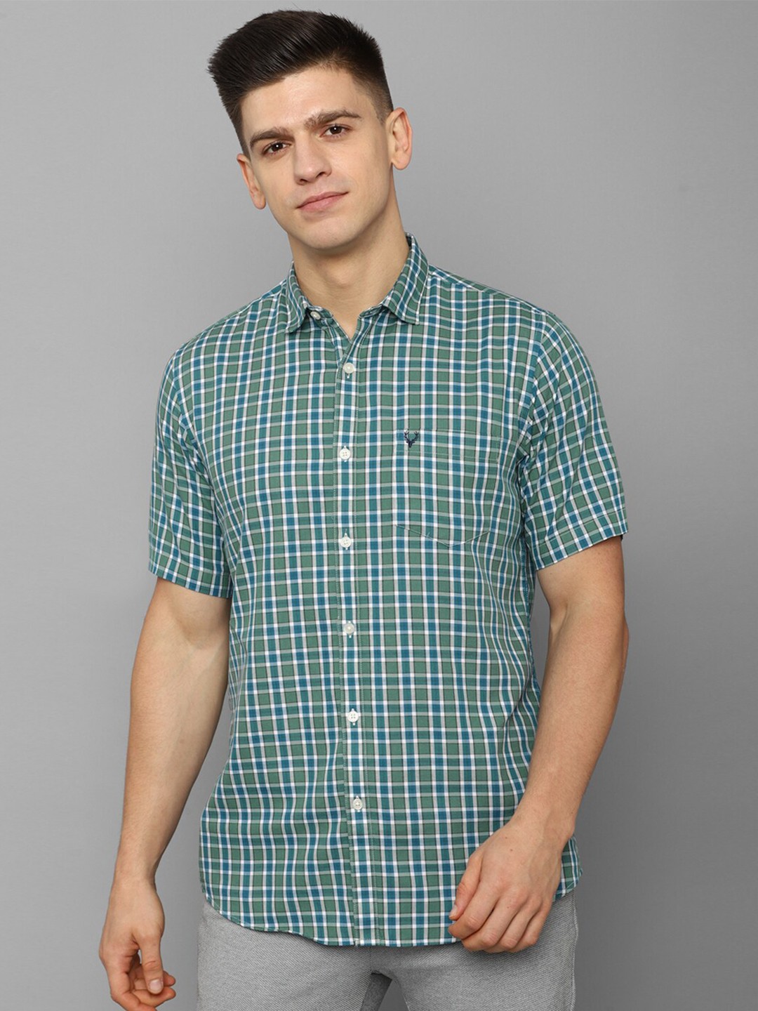 

Allen Solly Men Green Slim Fit Checked Casual Shirt