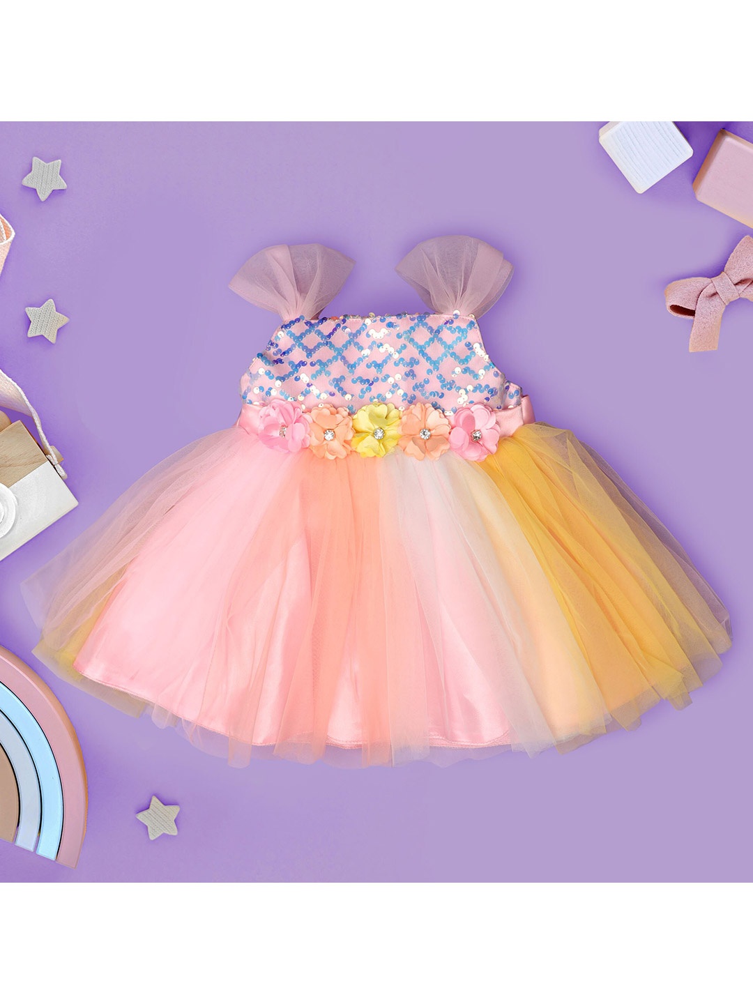

KICKS & CRAWL Cream-Coloured & Orange Dress