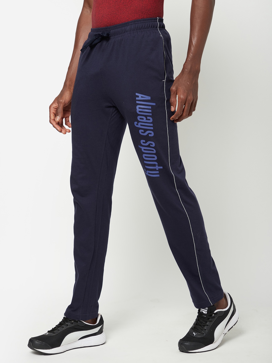 

SPORTO Men Navy Blue Printed Cotton Slim-Fit Track Pants